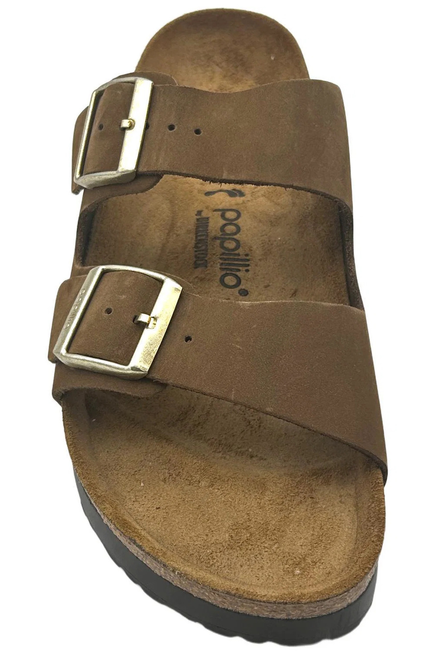 Papillio by Birkenstock Arizona Platform Nubuck Sandal Dark Tea - Medium - Picture 2 of 3
